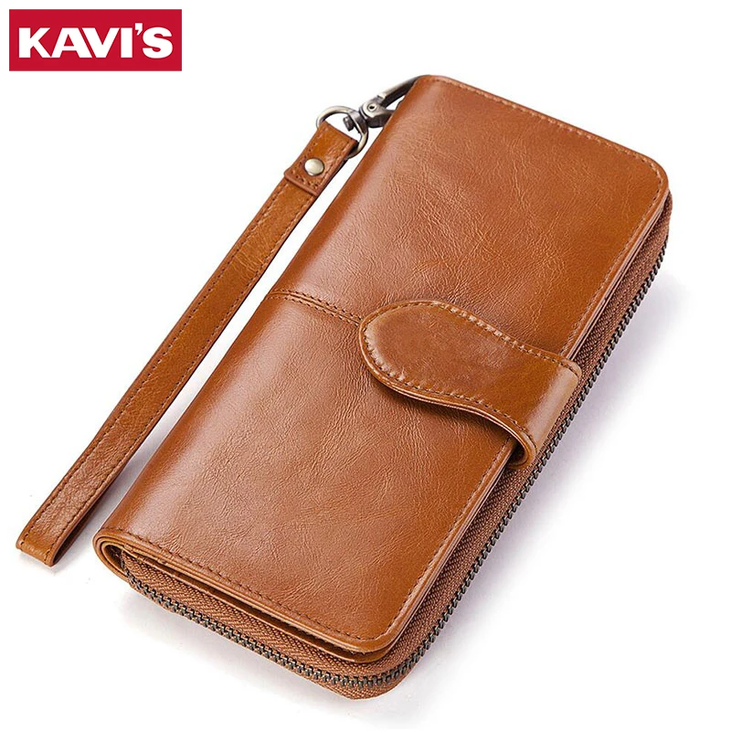 Genuine Leather Women's wallet with Coin Pocket Large Capacity Travel Clutch RFID Card Holder Fashion Female Cell Phone Handbag