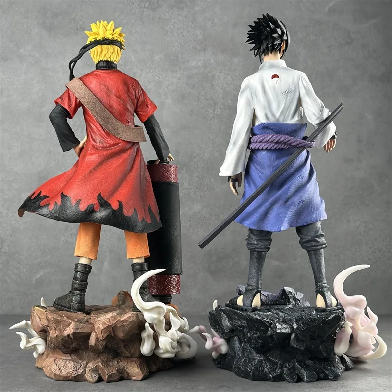 Bandai Naruto Handpiece GK Crow Curse Seal Sasuke Immortal Naruto 42cm Base Statue Model Anime Handheld Blind Box Room Ornament