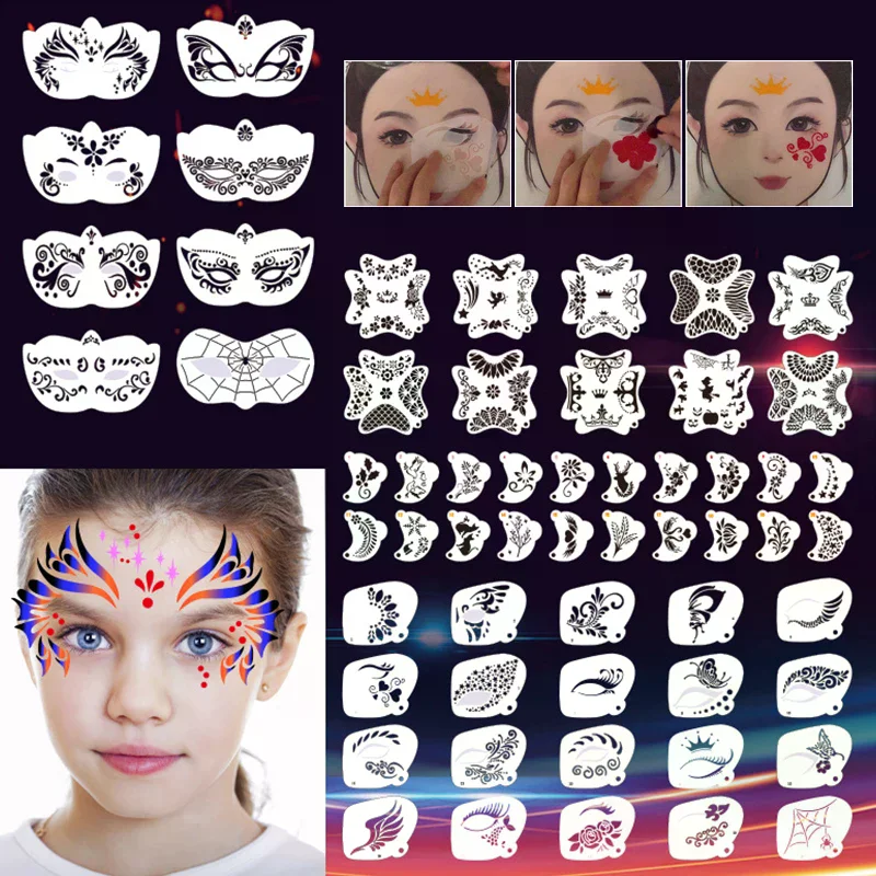 Face Paint Stencils Professional Body Art Paint Stencils Reusable For Adults Kids Easily Use Templates For Parties Makeup Tools