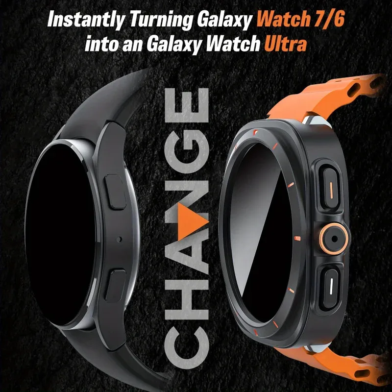 

Набор из 2 аксессуаров для Samsung Galaxy Watch 7/6 (40 мм/44 мм) - защитный чехол Ultra-Look, дышащий ремешок из закаленного стекла HD