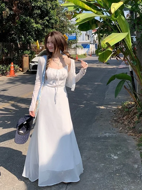 

plus Size Women's Elegant Belted White Strapless Dress Summer New Style A-Line Skirt Korean Style Slim Fit Long Dress
