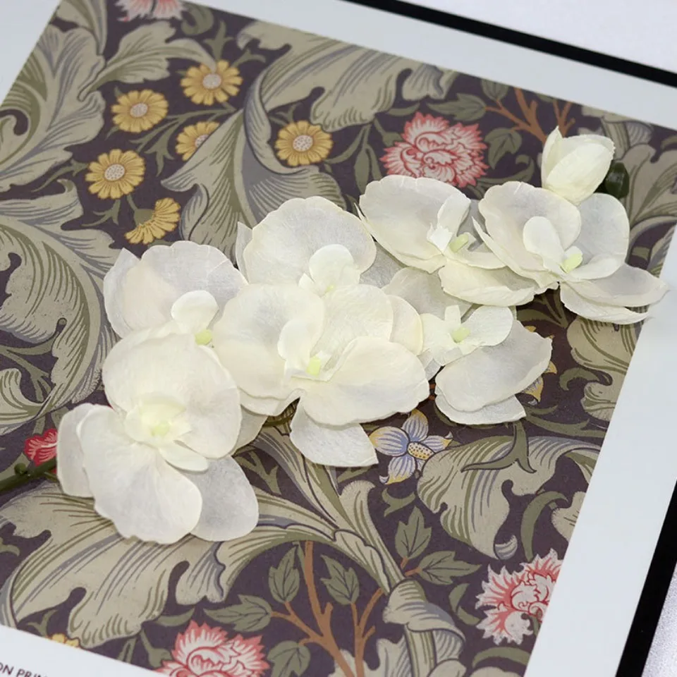 8 Köpfe große künstliche Seide Zweig Orchidee Phalaenopsis schwarz Burgund Hochzeit Home Decor Blumen Topf Orchidee Großhandel – Detail 7