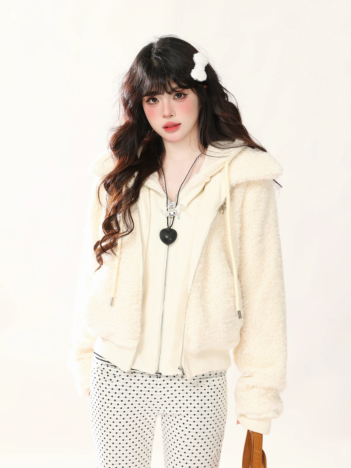 

ENJOG Fluffy Hooded Women's Cotton Jaet Soft Warm ort Outerwear Winter Faion Casual Loose Fit Long Sve Coat