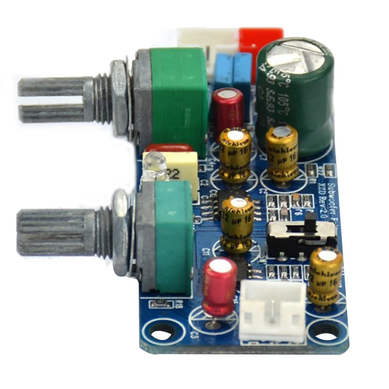 2X Low Pass Filter Bass Subwoofer Preamp Amplifier Board Single Power DC 9-32V Preamplifier With Bass Volume Adjustment