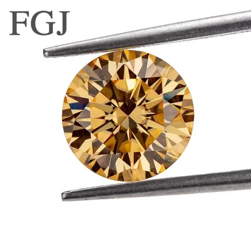 Top Quality Wholesale Full Size 0.1ct-6ct Round Champagne Moissanite Loose Stone VVS1 Excellent Cut Gemstone with GRA