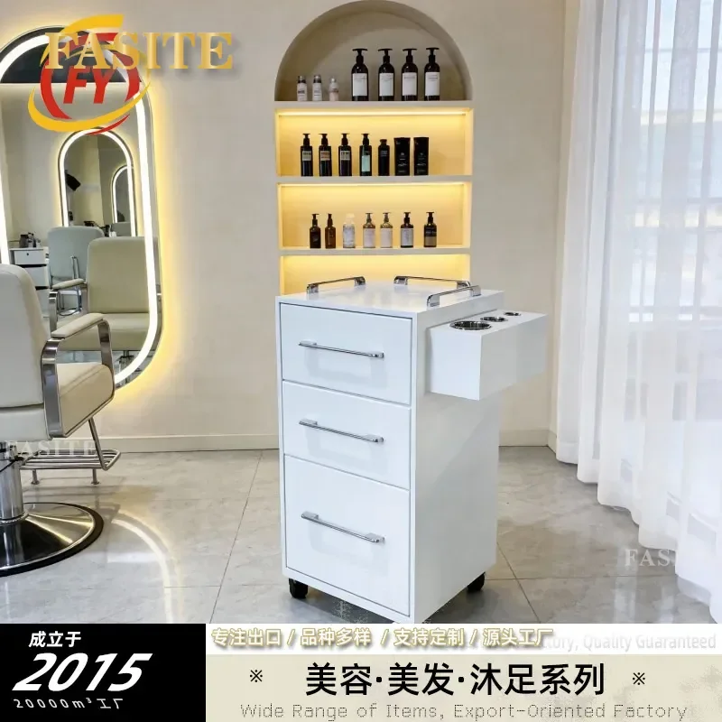 For Barber Shop Tool Cabinet Hair Special Desk with Shelf Drawer Mirror Small Hair Cutting Storage Table Furniture