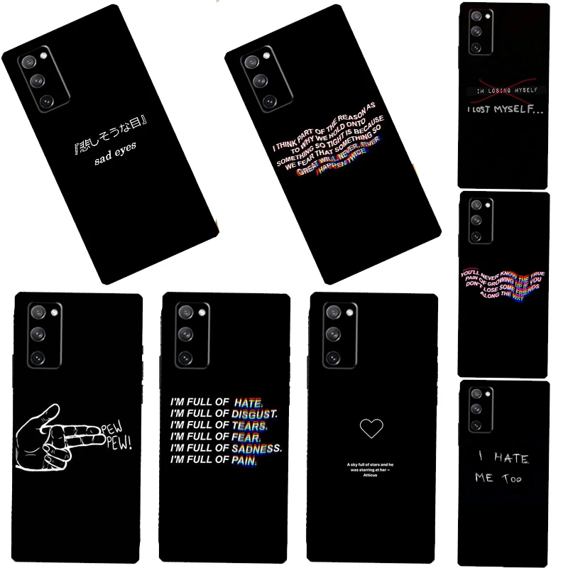 Sad depression Black Word Coque For Samsung Galaxy S20 FE S21 Ultra S9 S10 Note 10 Plus Note 20 S22 Ultra Phone Case