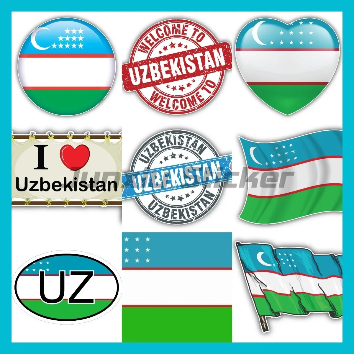 

UZ Uzbekistan Flag helmet Motorcycle Van Book Bumper laptop Car Sticker Styling PVC Vinyl Quality Waterproof Decal customizable