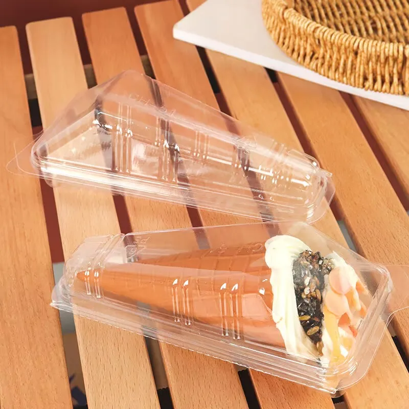 100pcs Sushi Hand-rolled Box Portable Transparent Plastic Cake Box Rice Ball Sushi Food Packaging Container