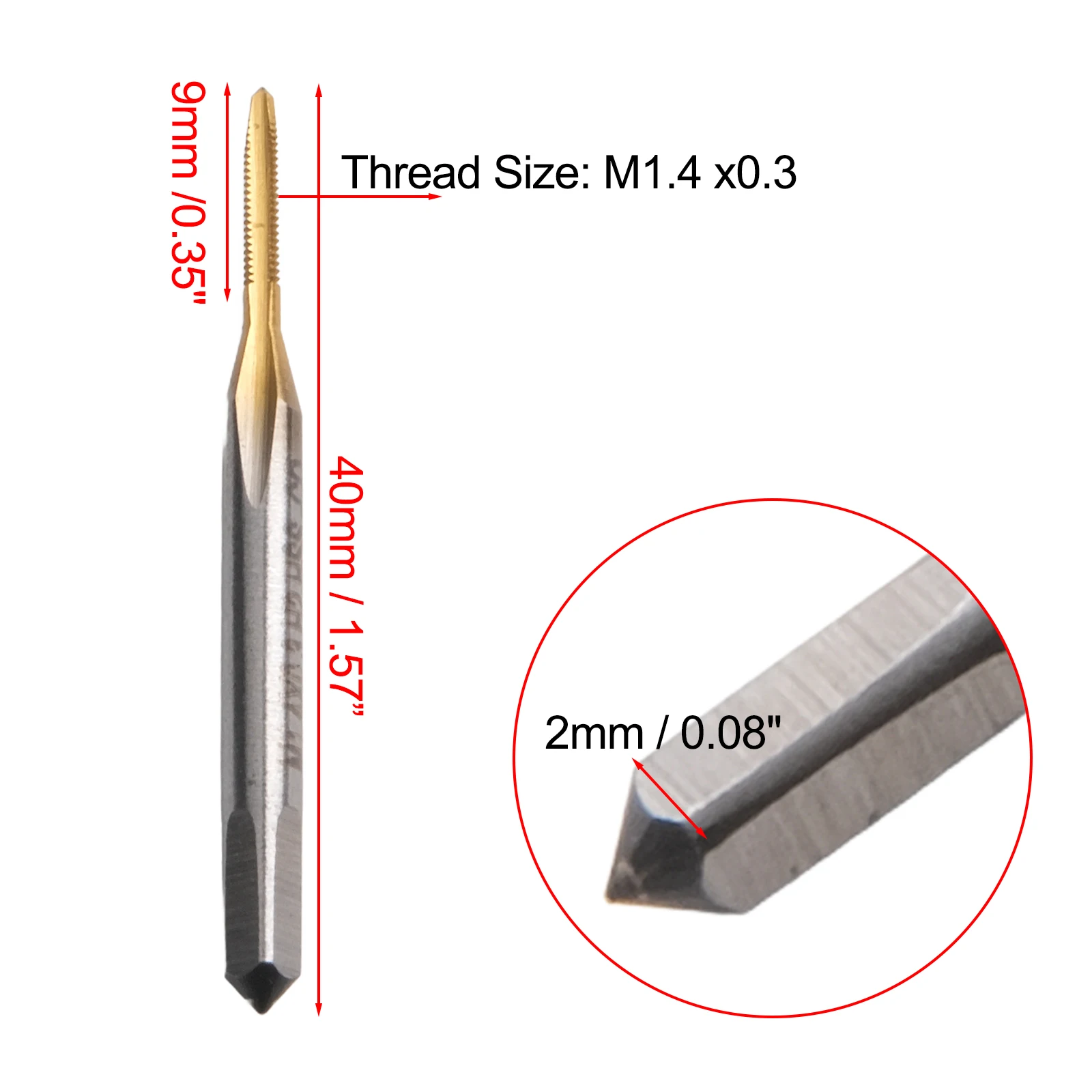 For CNC Machines M1.4x0.3 Thread Tap Cobalt Thread Tap Toughness Wear Resistance Downward Chip Removal Heat Resistance