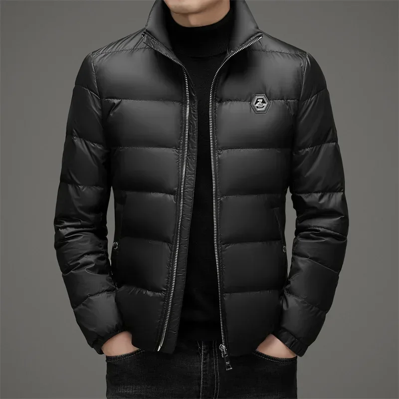 YEAE-Chaqueta de plumón de pato blanco para hombre, abrigo fino, corto, cuello alto, ropa de invierno, nuevo