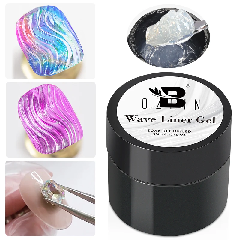 BOZLIN Wave Liner Gel Nail Polish Semi Permanent UV Gel For DIY Painting Drawing Manicure Varnish  5ml Nail Art Liner Gel image 2