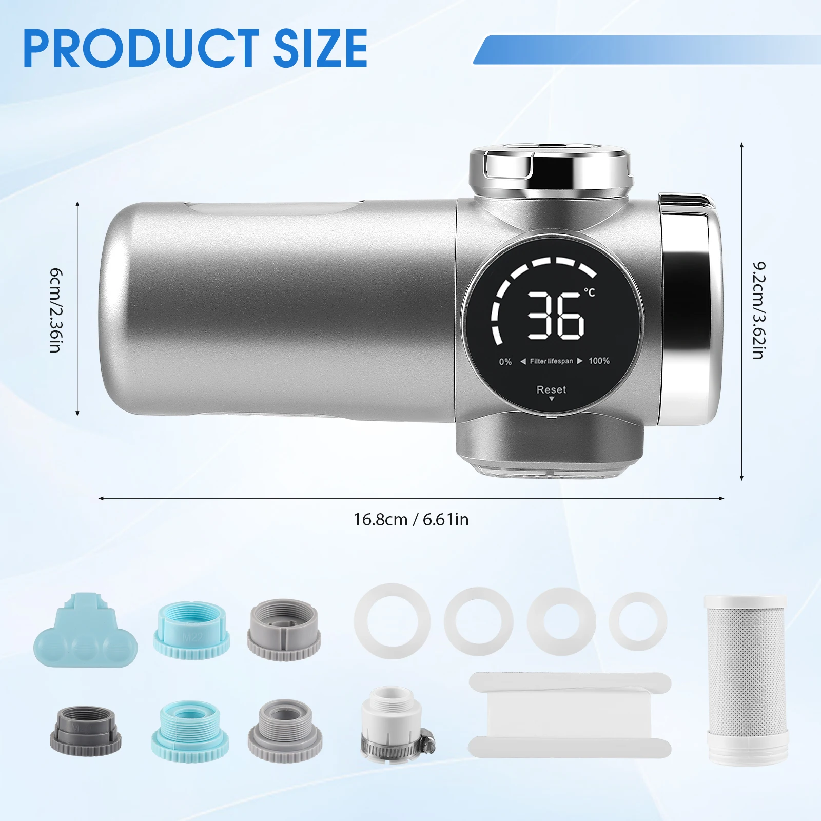 Water Filter Tap With LED Display Removes Chlorine Limescale Filter Tap With Blue Light  Heavy Metals And Bad Taste