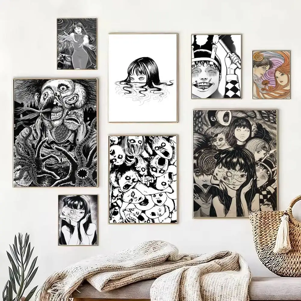 Junji Ito comics Plating  Poster Waterproof Wall Art Sticker For Bar Living Room Vintage Decor High Quality Print Gift