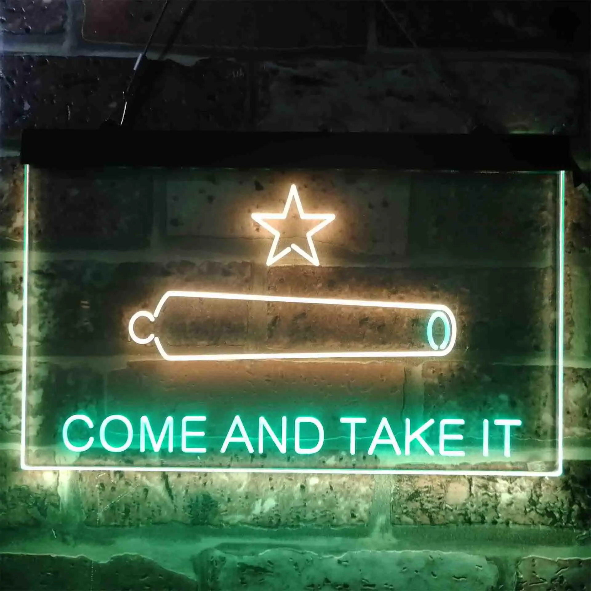 Come and Take It Cannon Star Military Army Dual Color Led Neon Sign st6-i3911