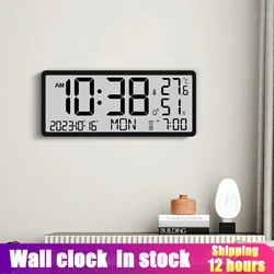 LCD Digital Clock Mute Desktop Clock Battery Powered LED Electronic Alarm Clocks Temperature Sensor Bedroom Indoor Wall Clocks