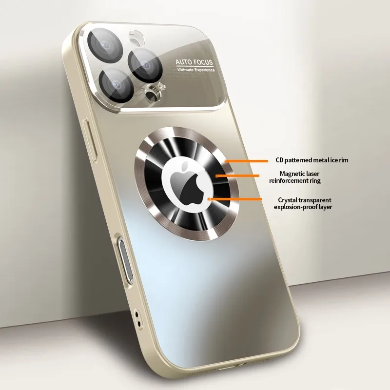 Funda de lujo mate de metal titanio para iPhone 17 16 15 14 13 12 Pro Max Plus, compatible con Magsafe, con protección de cámara de vidrio 4