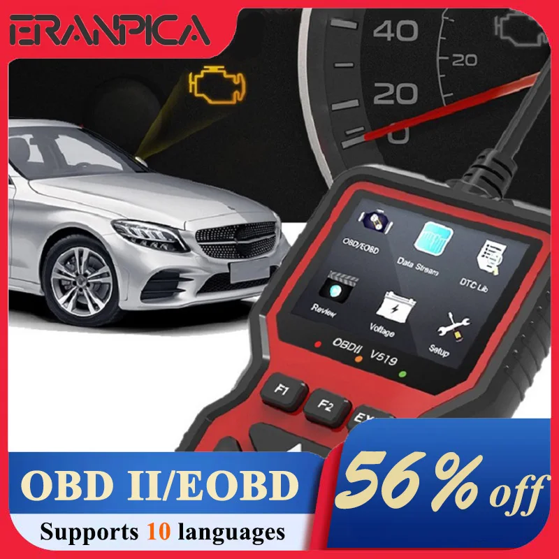 Eranpica obd2 Automotive Diagnostics Tools For Cars Workshop Professional OBD2 Scanner In German Spanish Russian Portuguese