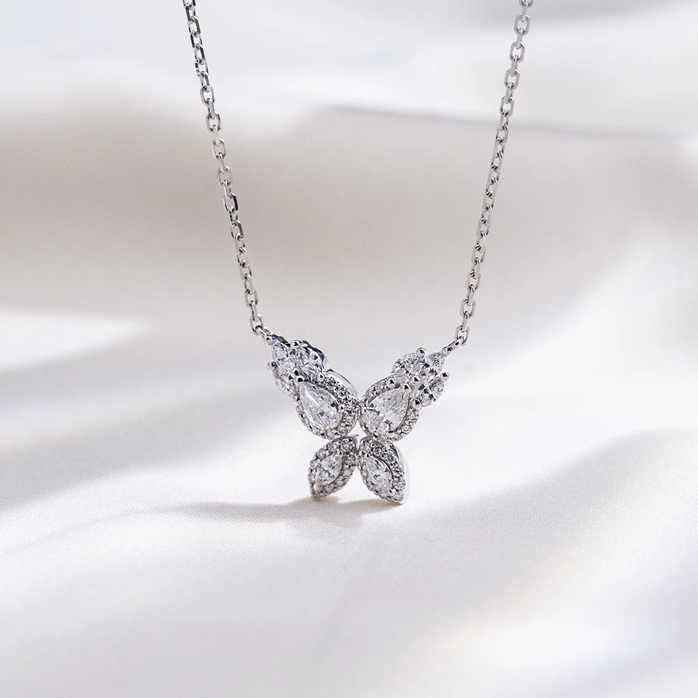 Real Lab Grown Diamond Necklace With IGI Certificate 9K Gold Pendant For Women Girls In Stock MSE-971