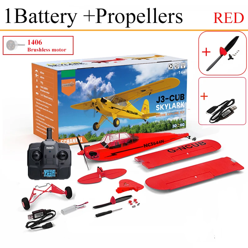 Parkten RC Plane RTF 2.4G Brushless Motor 3D/6G Remote Control Airplane Wltoys A160 Upgraded J3-CUB Yellow And RED Ready To Fly image 3