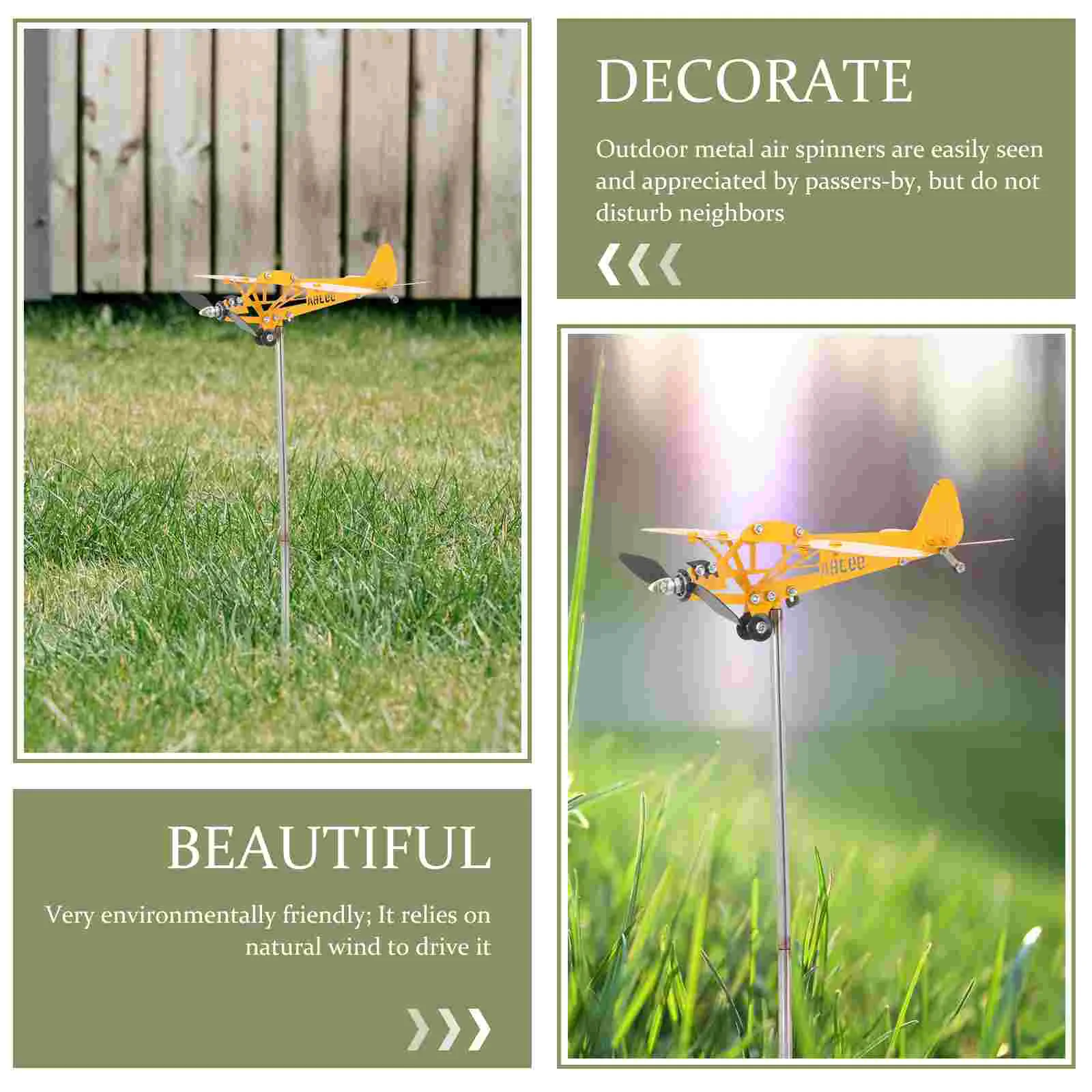 Solar Lamp Whirligigs and Wind Spinners Airplane Light The Iron Windmills for Yard Garden