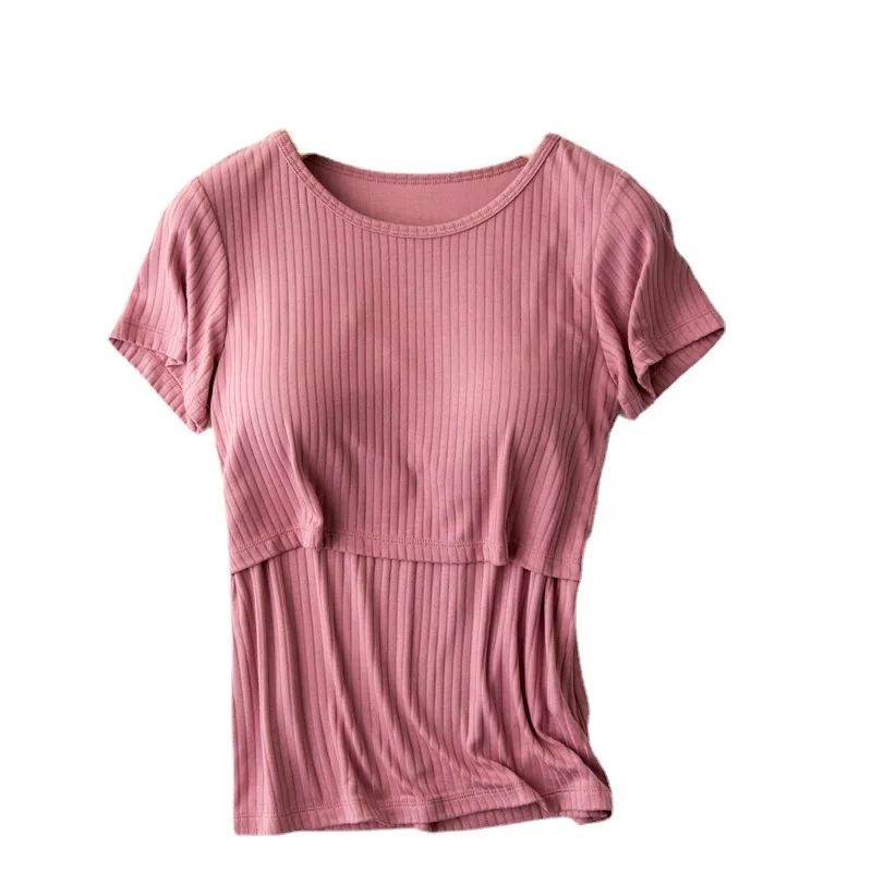 T-shirt d'allaitement modal pour femmes enceintes, vêtements d'allaitement pour maman et mère, vêtements post-partum pour la maison, grande taille 3XL, été