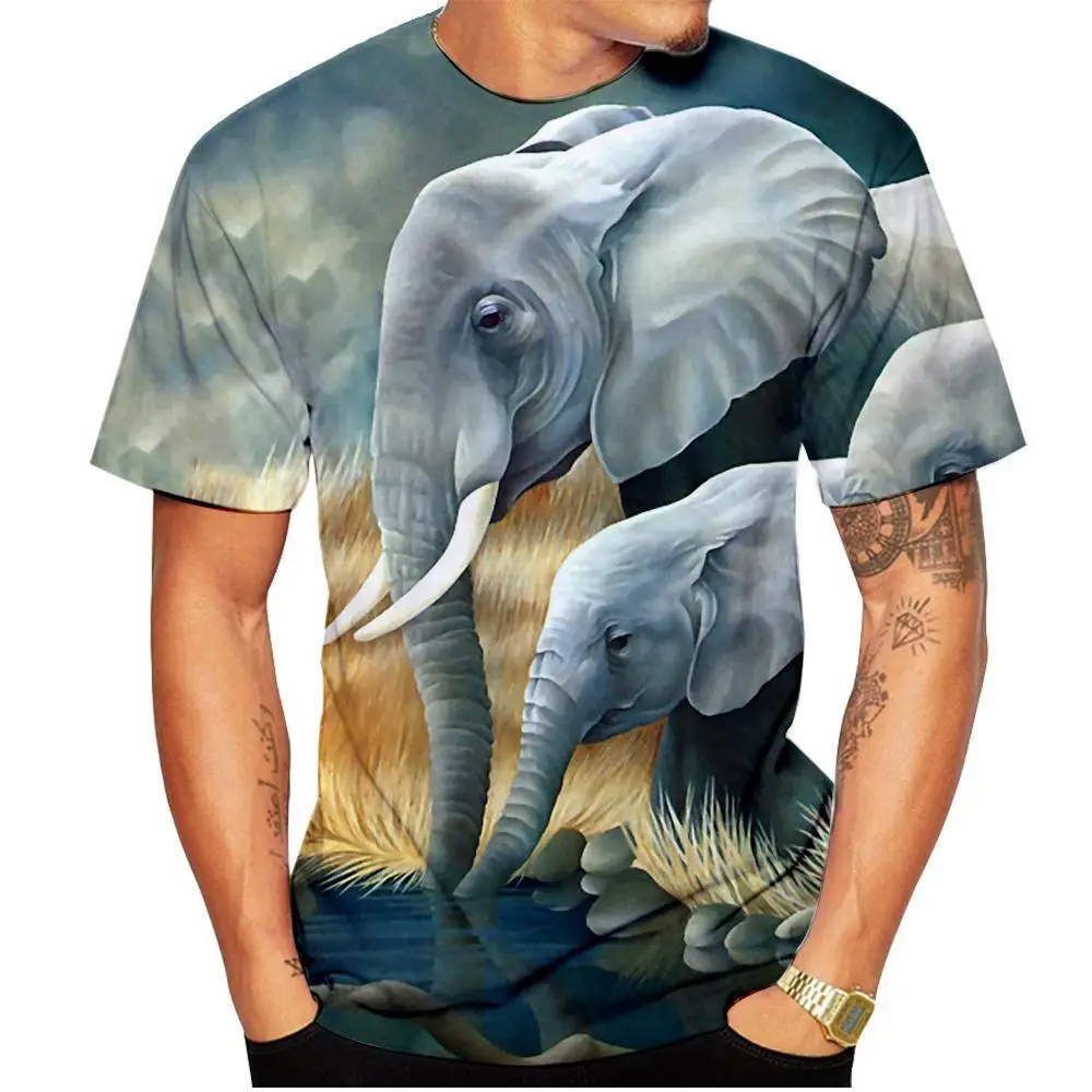 New Summer Funny Animal Elephant 3d Printed T-shirt Men Ladies Kids Casual Short Sleeve Breathable Lightweight Sports Top