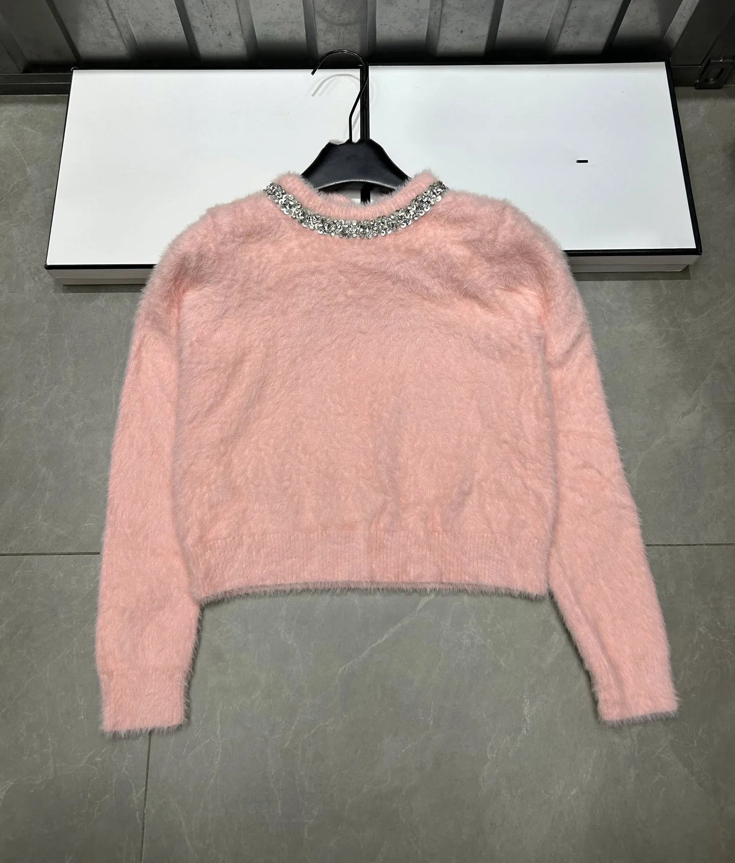 

Spring Autumn New Round Neck Diamonds Cashmere Knitted Women Pullover Sweater Long Sleeved Knitwear Lady Loose Tops F415