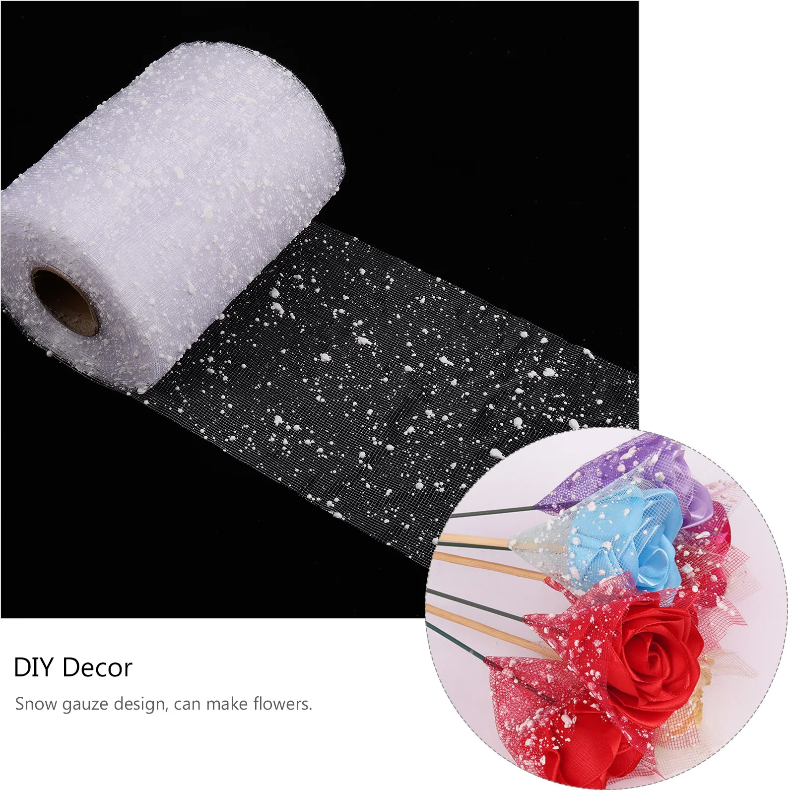 

4 Rolls White Mesh Ribbon for Flower Bouquet Wrapping Christmas Decorations Snow Poly Ribbon Craft DIY Gift Packaging