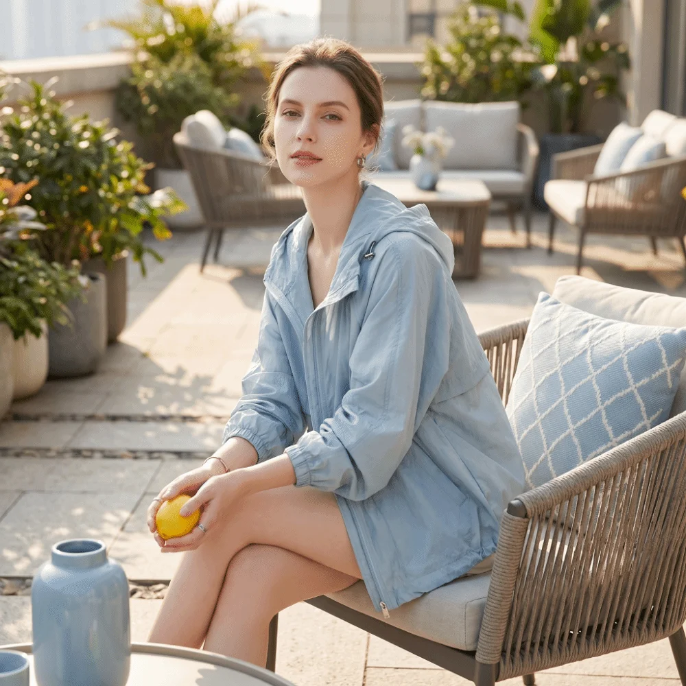 

Anti UV Sun Protection Jacket Long Sleeve with Zipper Summer Sunscreen Coat Sweatshirt Solid Color Sun-Protective Tops Sports