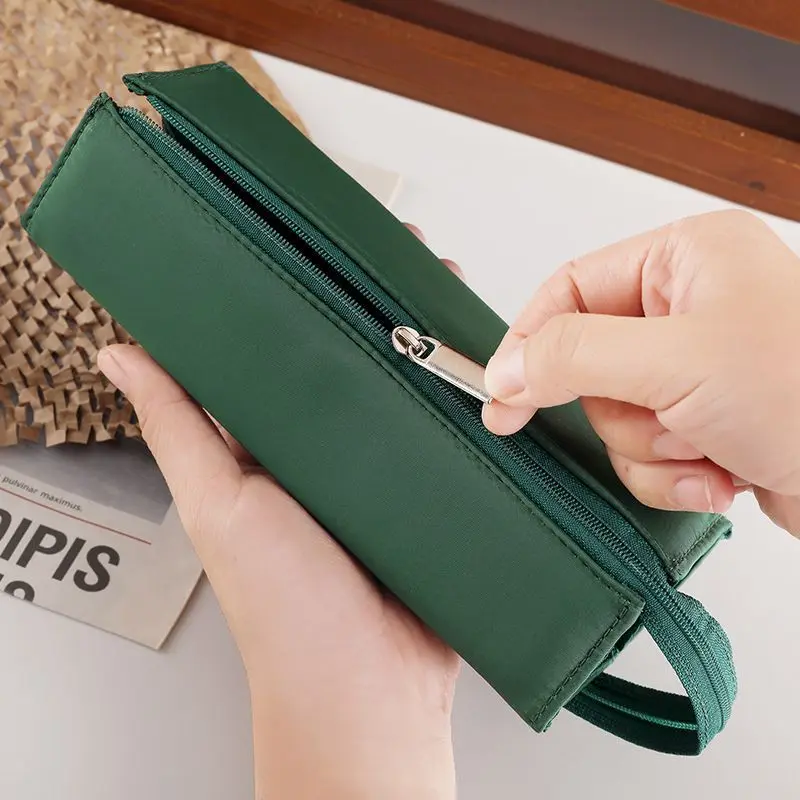 Small Pencil Bag Zipper Makeup Brush Holder Canvas Pencil Case Pouch Box Organizer Gift for School Student Teen