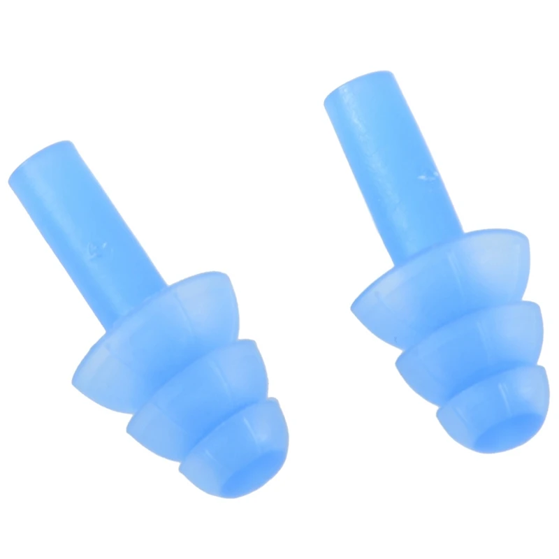 Bouchons d'oreille flexibles en Silicone bleu, 2 paires, pour la natation et la plongée