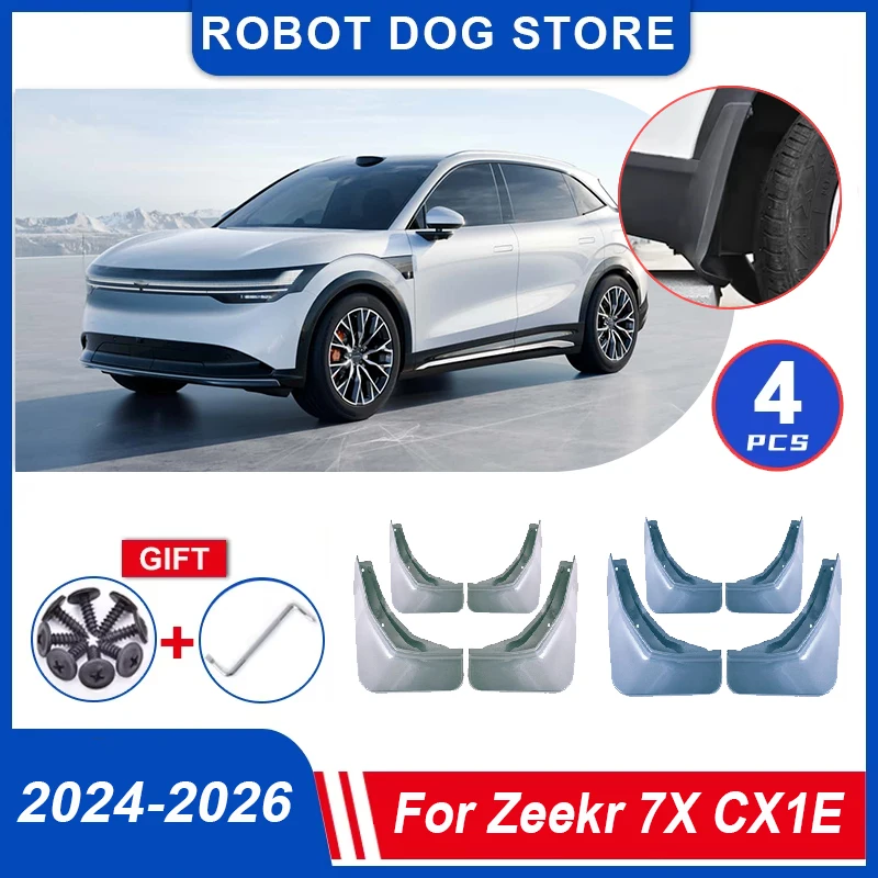 

4 шт. автомобильные брызговики для Zeekr 7X, комплект кузова, аксессуары 2025 2024 2026, детали брызговиков, расширители крыльев, автомобильные аксессуары