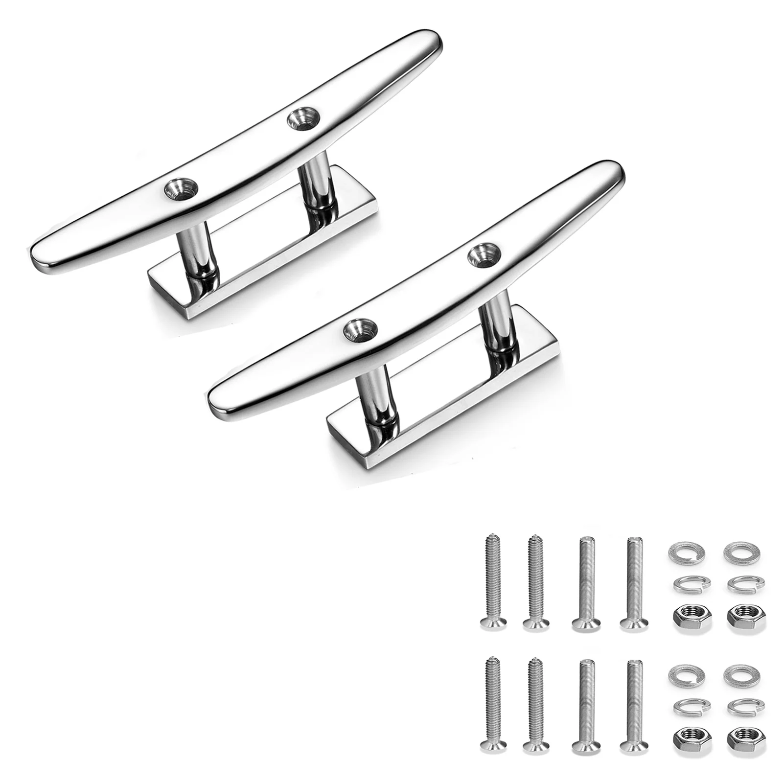 

Marine Grade Boat Dock Cleat 4, 5, 6 Inch 2 Pieces, Heavy Duty 316 Stainless Steel, Include Installation 8 Pcs Screws