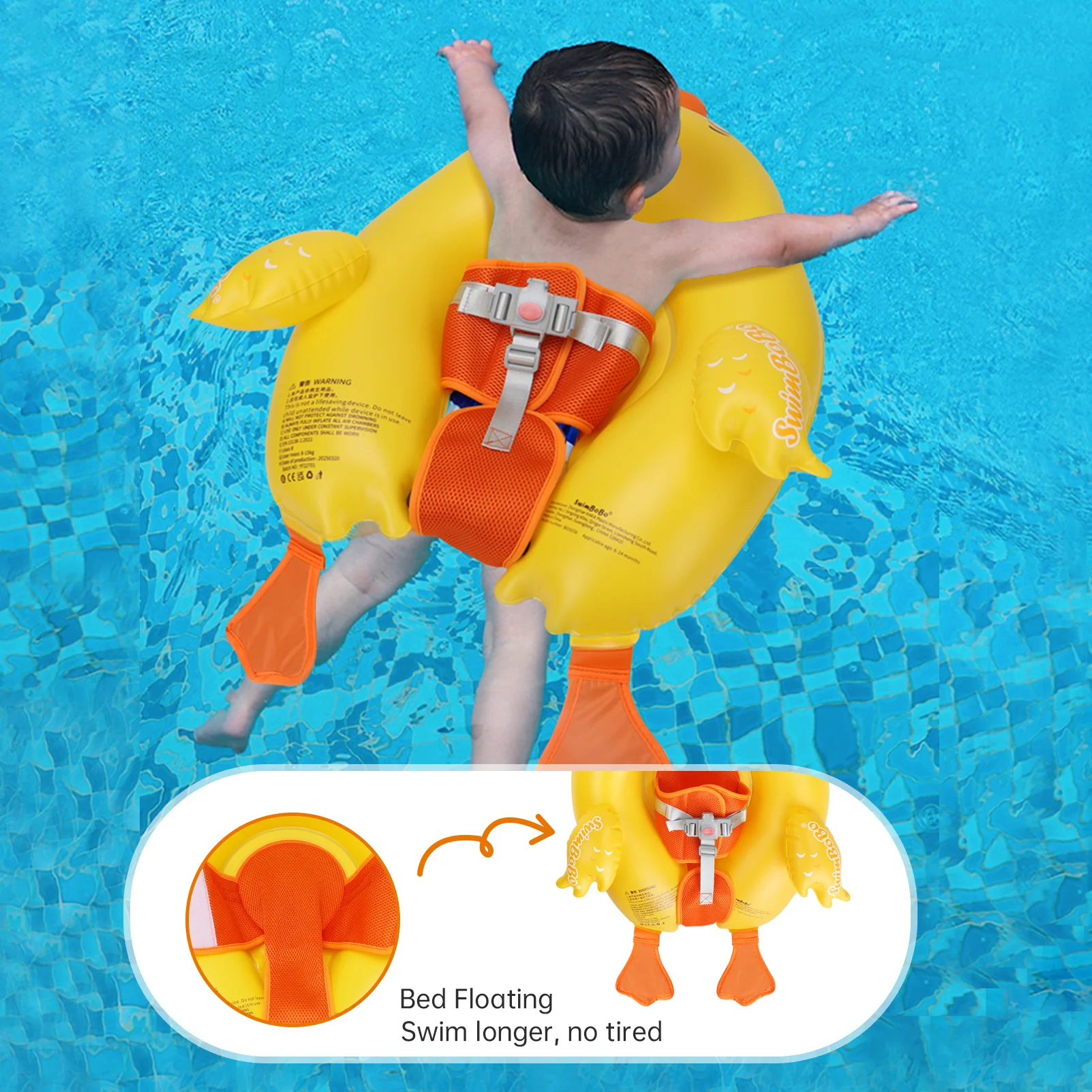 Swimbobo Nuovi aggiornamenti Anatra gialla Sedile di sicurezza Tasca per bambini Gonfiabile Galleggiante da nuoto Infantile Galleggiante Anello per bambini Cerchio Giocattoli estivi