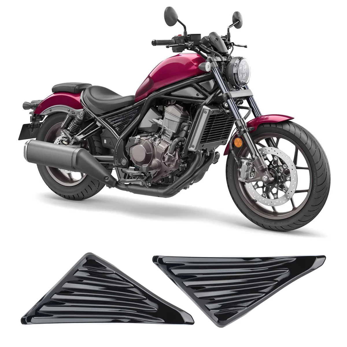 For Honda Rebel CMX 300 500 2017-2021 Motorcycle Gloss Black Side Frame Cover Fairing Engine Custom Pad ABS Plastic Accessories