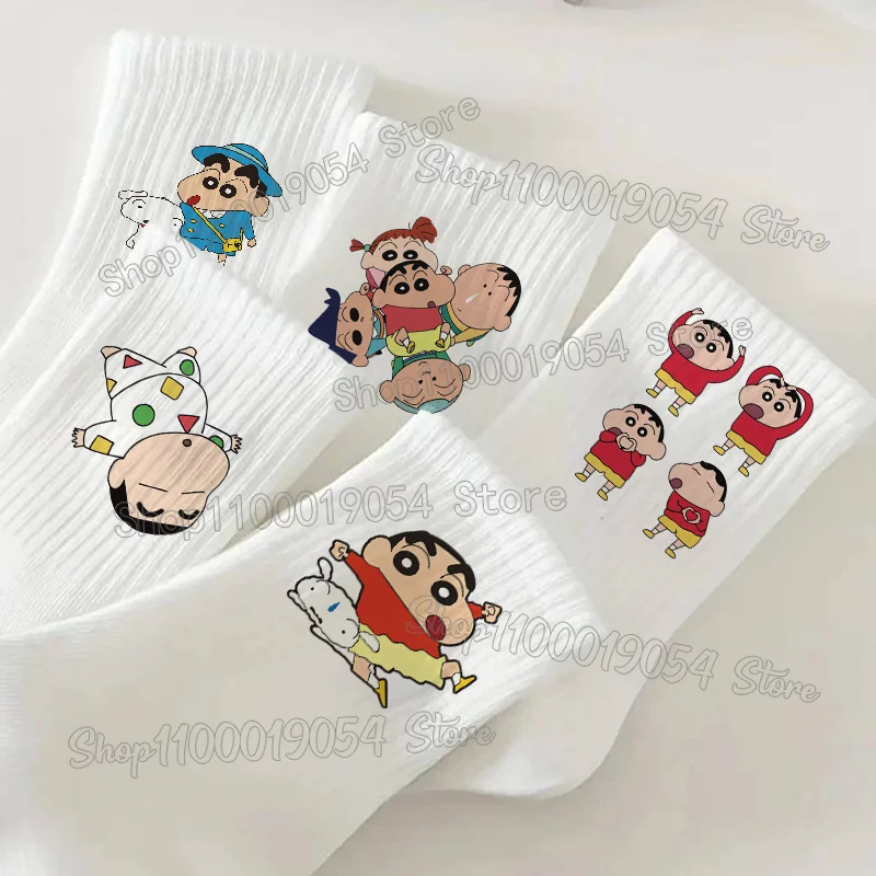 Crayons Shin-chans Mid-Tube Socks 1/5pairs Women Men Cotton Print Novelty Socks Cartoon Unisex All Seasons Absorb Sweat Socks - view 2