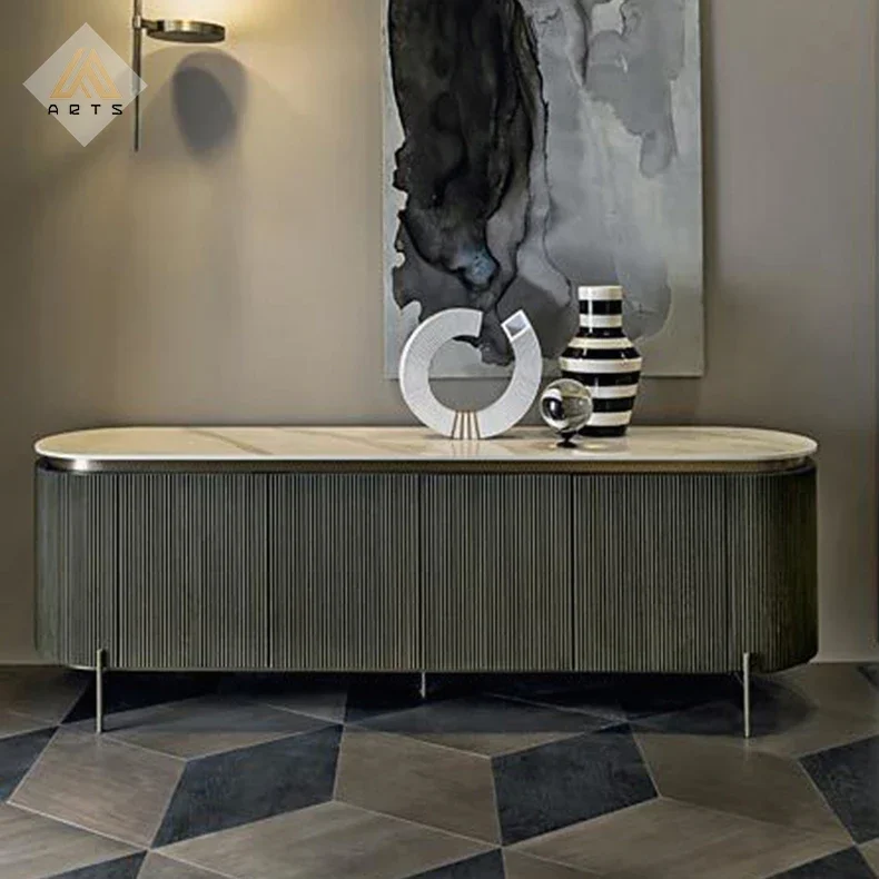 

Wholesale nordic design light luxury living room furniture marble top gold stainless steel leg sideboard cabinets buffet table