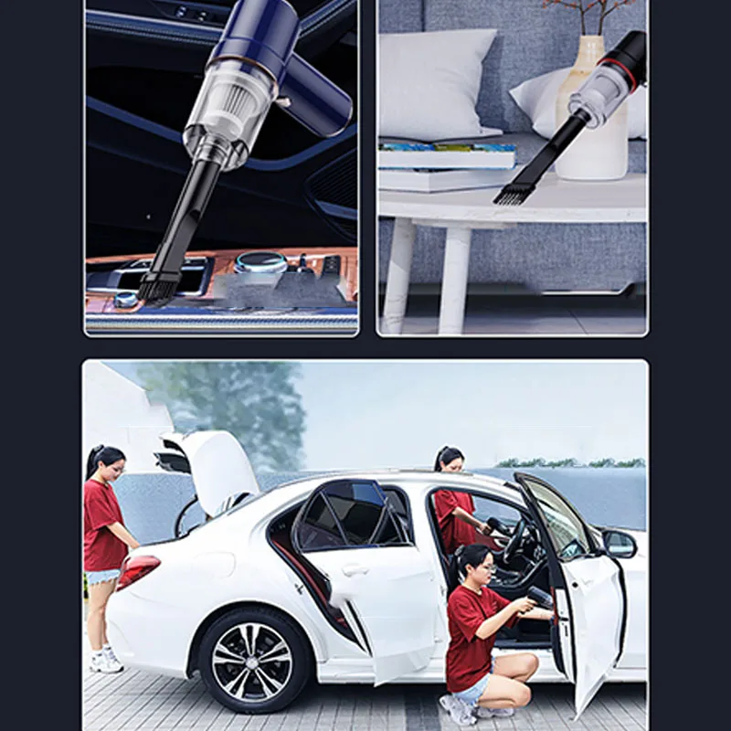 Wireless Car Vacuum Cleaner 120W 7.4V 4000Mbar High Power 2*1800Mah Led Lighting Car Interior Cleaning Supplies