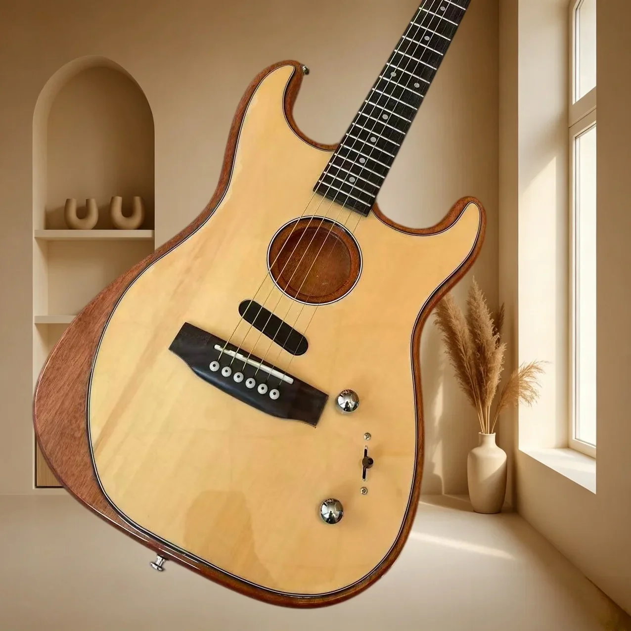 STYU Acoustic Electric Hybrid Guitar Mahogany Binding Piezo Pickup Acoustic Electric Dual Use Singing Fingerstyle Stage Beginner