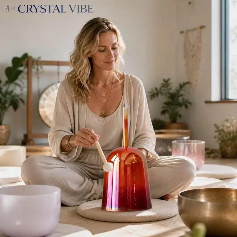CRYSTAL VIBE  Platinum Alchemy Crystal Singing Bowl with Handle for Sound Healing Meditation Yoga Chakra Balancing Handheld
