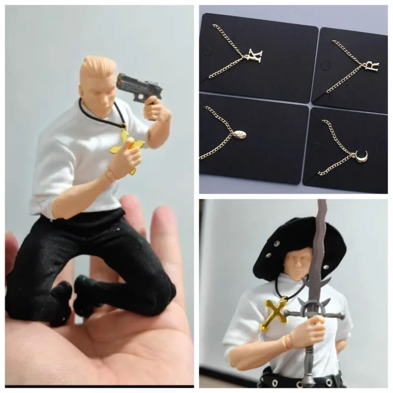 متوفر بمقياس 1/12 دعائم قلادة معدنية مطلية بالذهب والفضة لشخصيات جندي BJD مقاس 6 بوصات إكسسوارات ذاتية الصنع #2