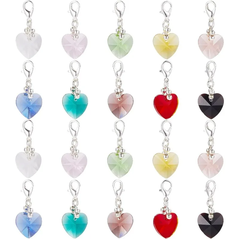 

1 Box 50Pcs Stitch Markers Crochet Stitch Marker Cute 0.2/pc Crystal Heart Bead Charms Clip On Removable Lobster Clasp Charm