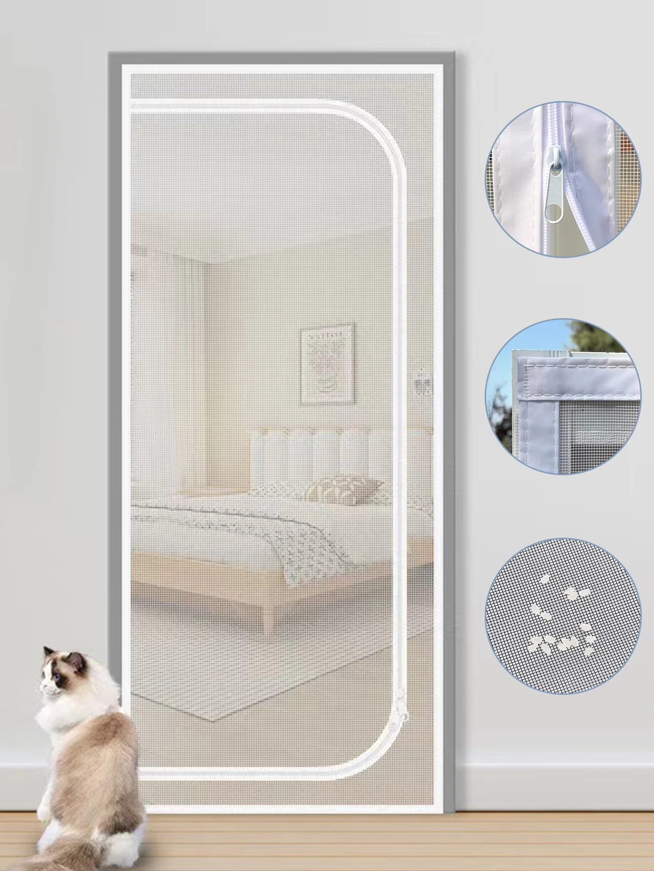 

U-образное окно на молнии, оконные экраны от комаров, моющаяся сетка, москитная сетка, сетка от комаров, дверная занавеска против кошек