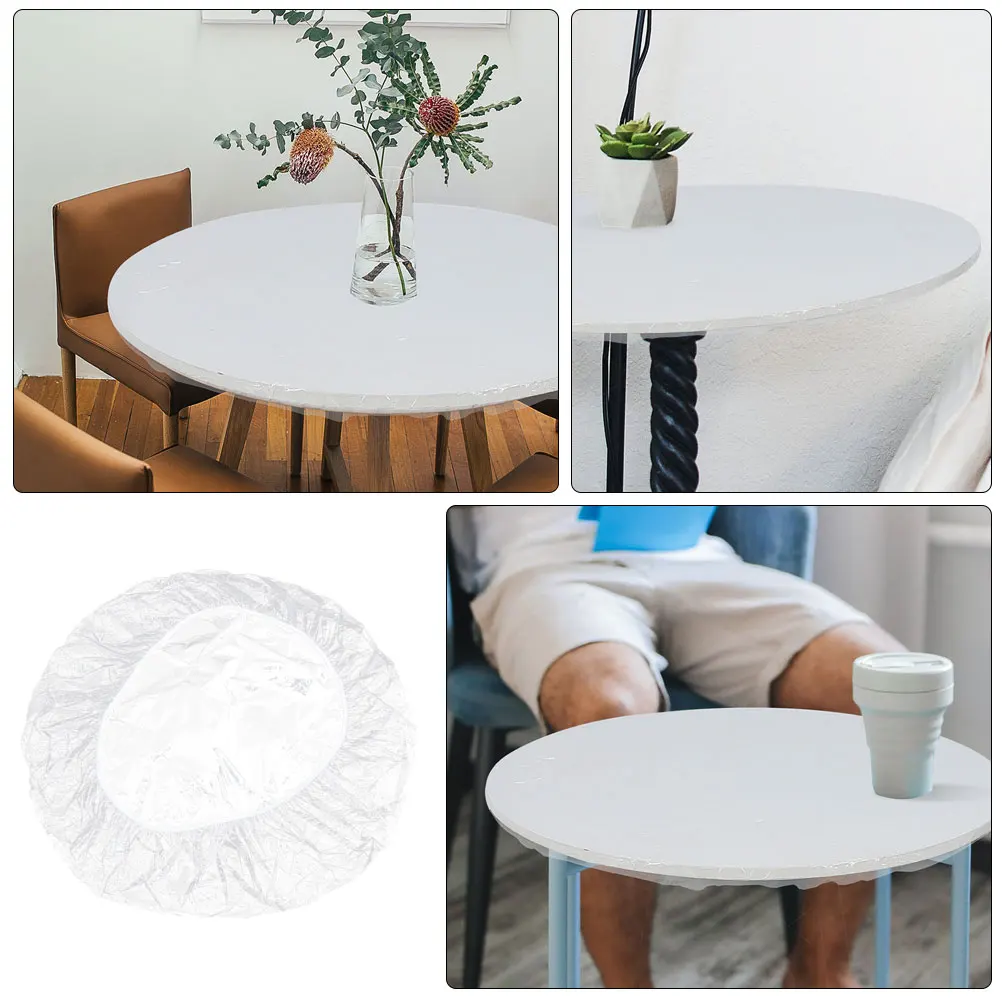 

Clear Round PVC Table Cover High Elasticity Oil Proof Outdoor Patio Cover Snug Fit for Dining and Leisure Activities