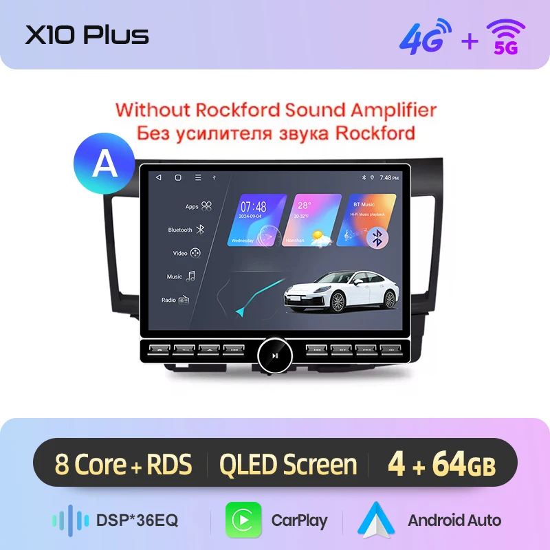 Junsun 13.1″ QLED Draadloze CarPlay Android Auto Autoradio Voor Mitsubishi Lancer 2007-2013 Intelligente Systemen DSP SWC RDS GPS FM