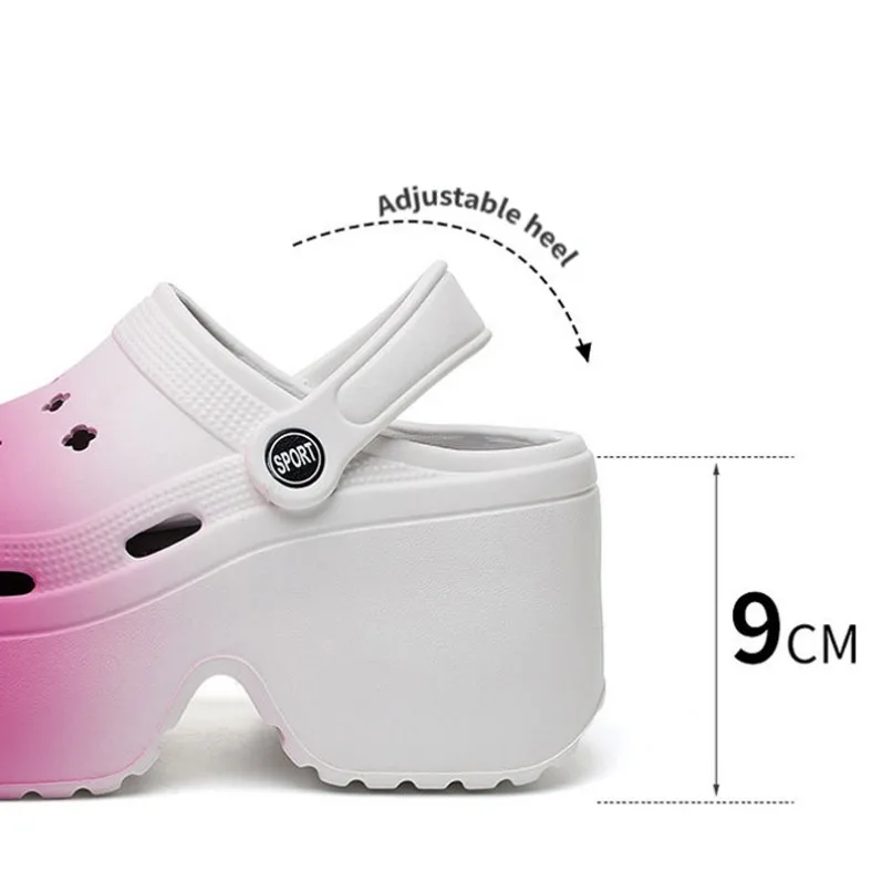 Home Slipper Platform High Heel Wedge Clog Woman Sandal Flip Flops Beach Chunky House Cloud Garden Shoe Female Slides Outdoor