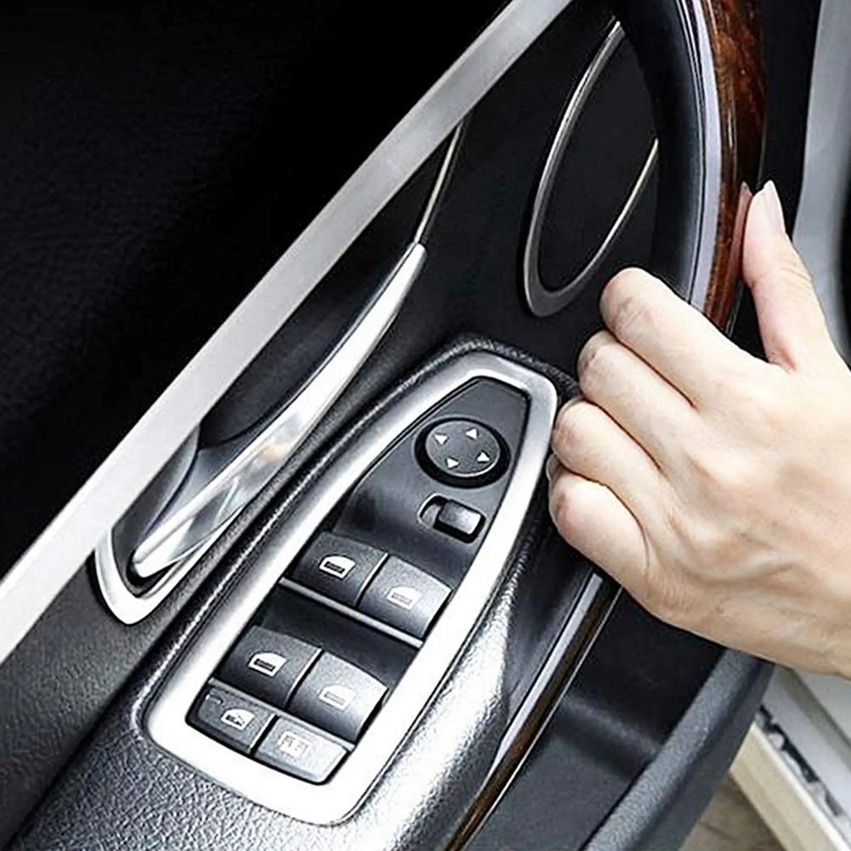 

Strict 2X Car Accessories For-BMW 3 Series F30 316D 318D F31 320I 325D 11-19 Inner Doors Panel Handle Pull Trim Cover (Black)