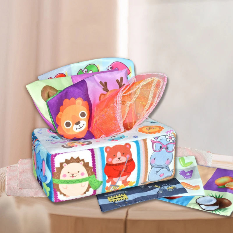 Children's Toys Fun Tissue Box Creative Infant Tissue Box With Patterns Multi-style Simulation Exercise Soft Drawing Tissue Toys