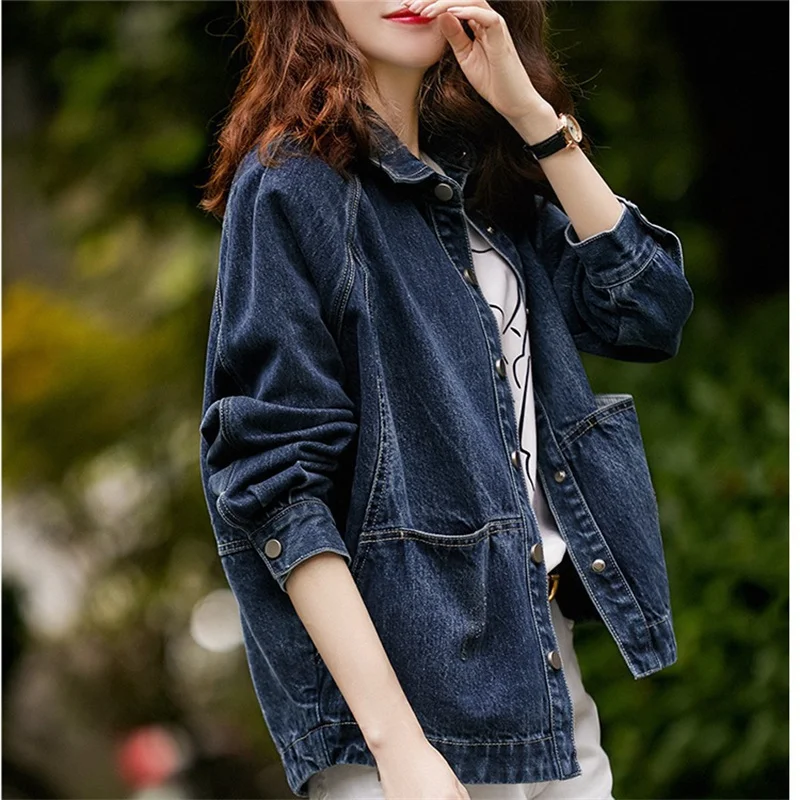 Net Red mantel Denim wanita, jaket pendek Denim pengurang usia, tipis 2023, musim semi, musim dingin, semua cocok